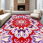 Red Floral Mandala Pattern Rug