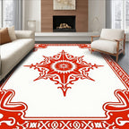 Ornate Red Starburst Frame Design Rug