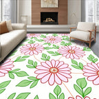 Delicate Pink Daisy Floral Pattern Rug