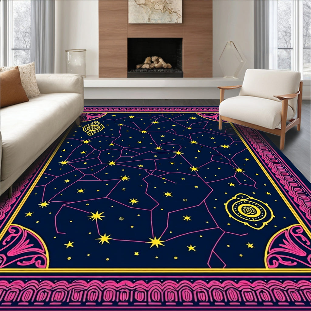Cosmic Celestial Star Patterned Rug