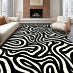 Abstract Black White Swirl Pattern Rug