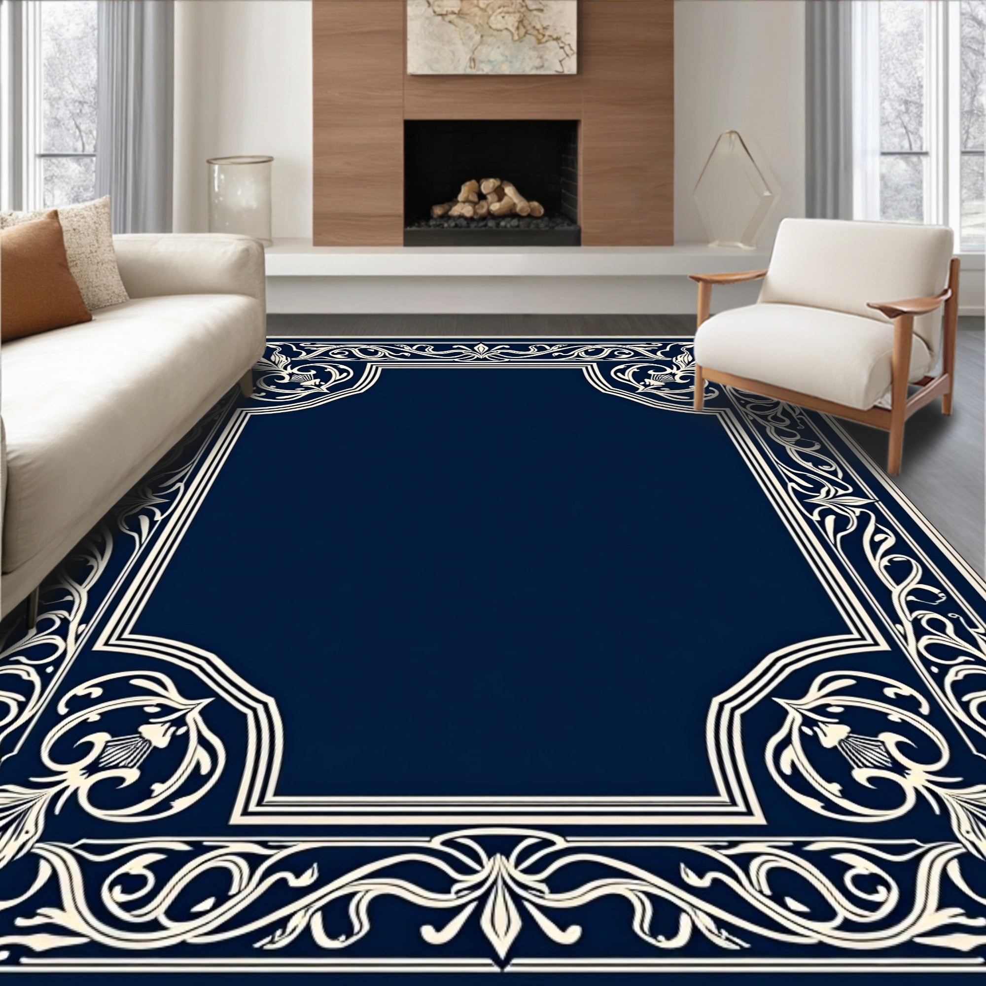 Classic Floral Scrollwork Design Rug
