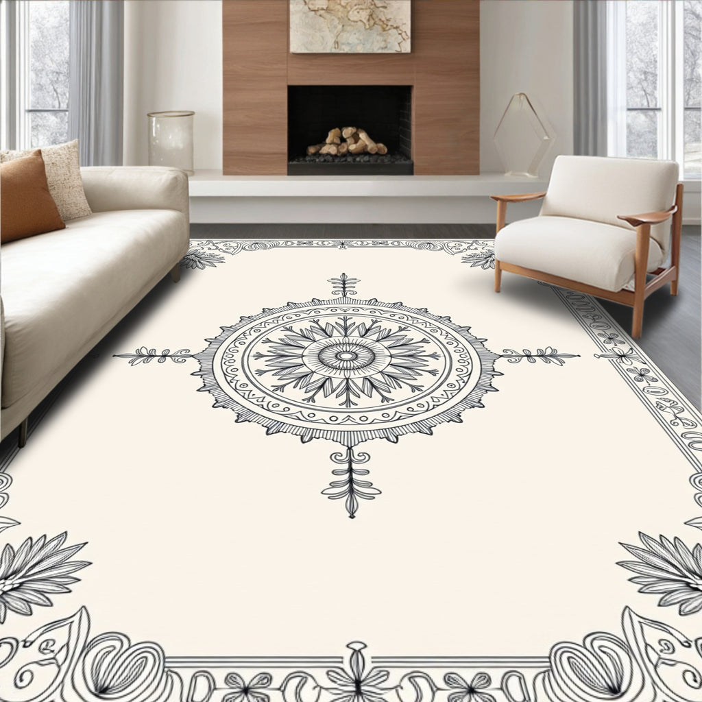 Intricate Floral Mandala Design Rug