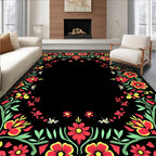 Vibrant Floral Border Design Rug