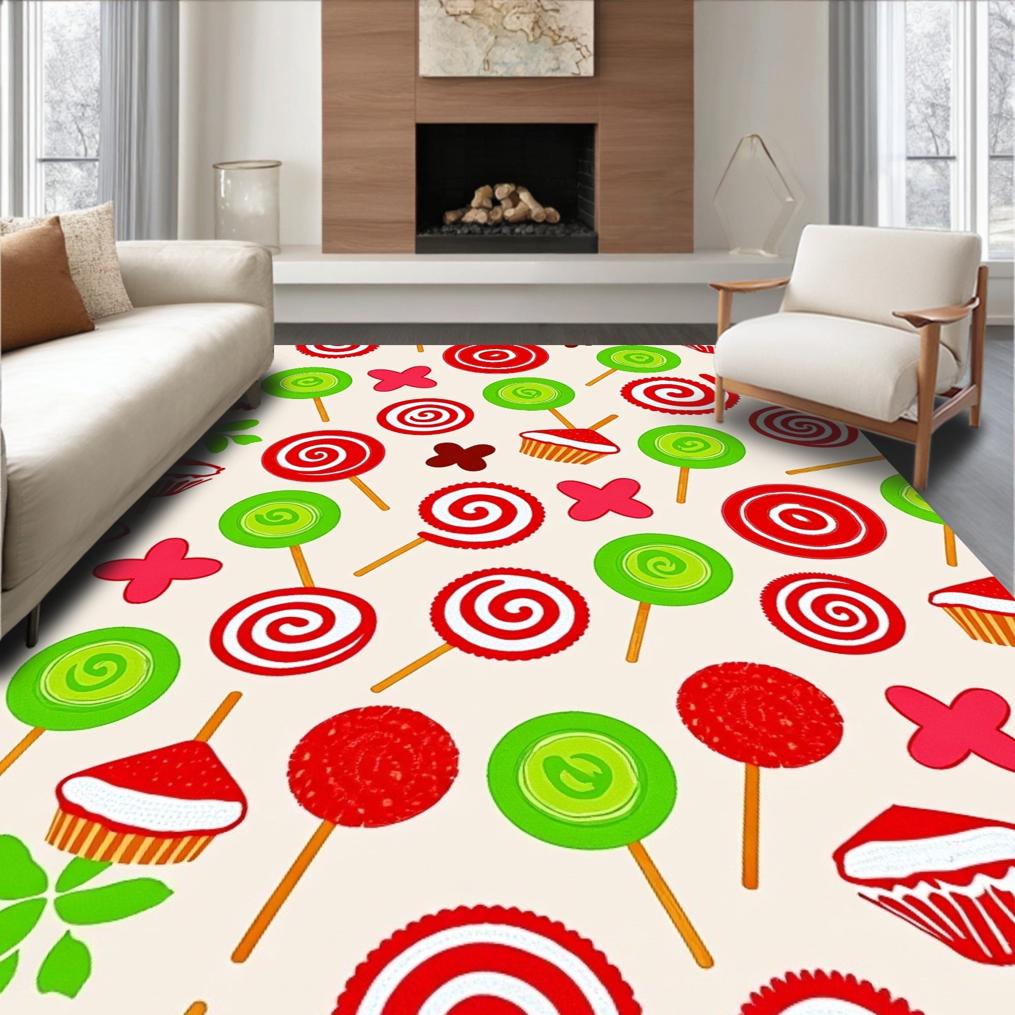 Whimsical Candy Swirl Lollipop Pattern Rug