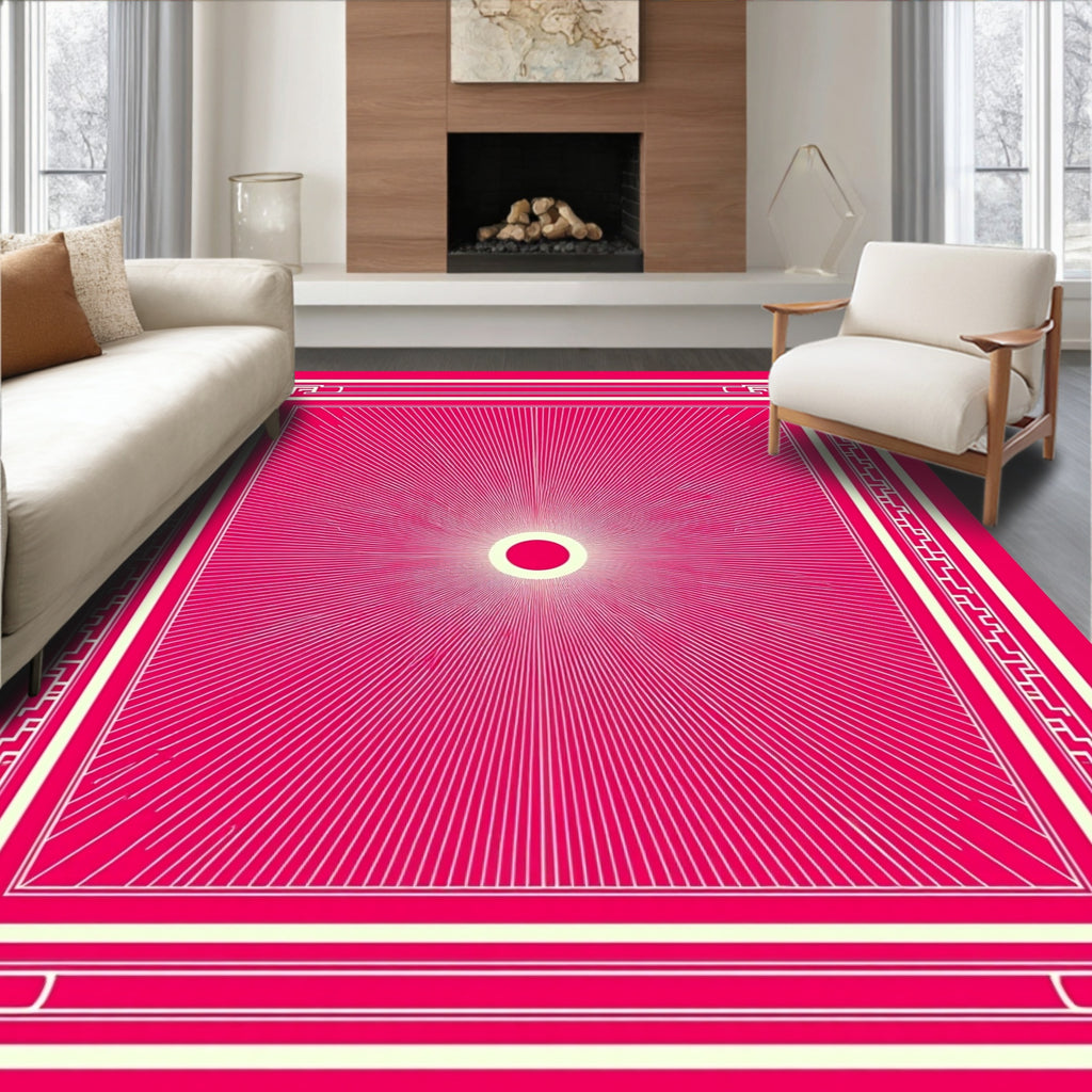 Radiant Sun Geometric Border Rug