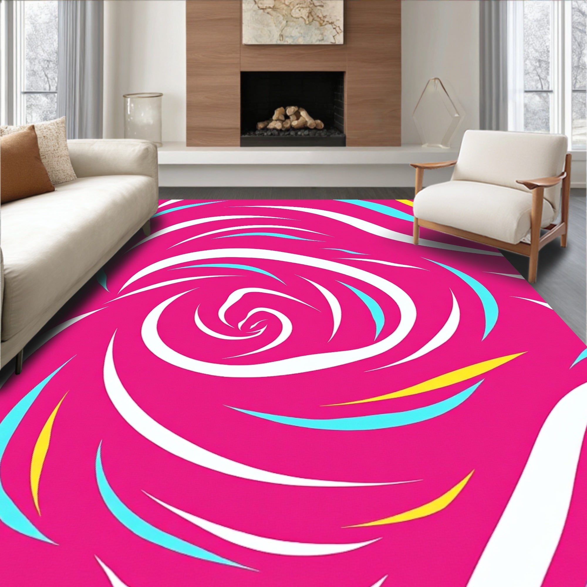 Vibrant Swirl Abstract Pattern Rug