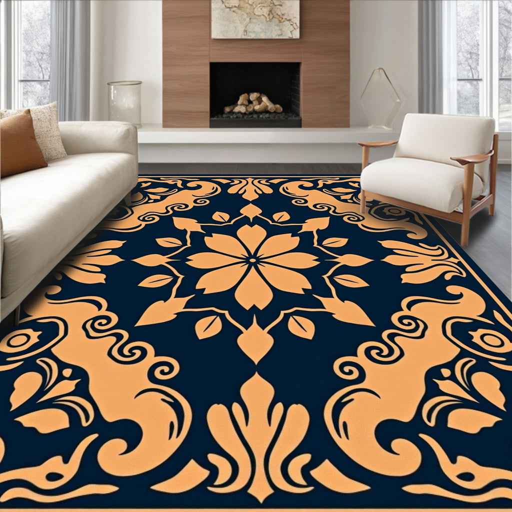 Elegant Floral And Scrollwork Pattern Rug