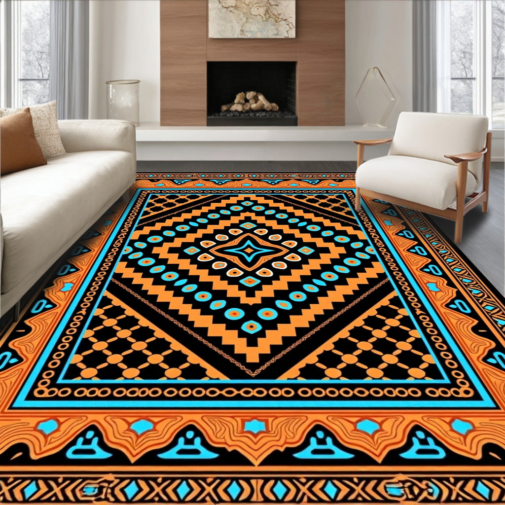 Bold Geometric Diamond With Tribal Accents Rug