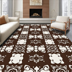 Decorative Damask Pattern With Floral Elements Rug