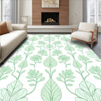 Organic Leafy Patterned Green Rug