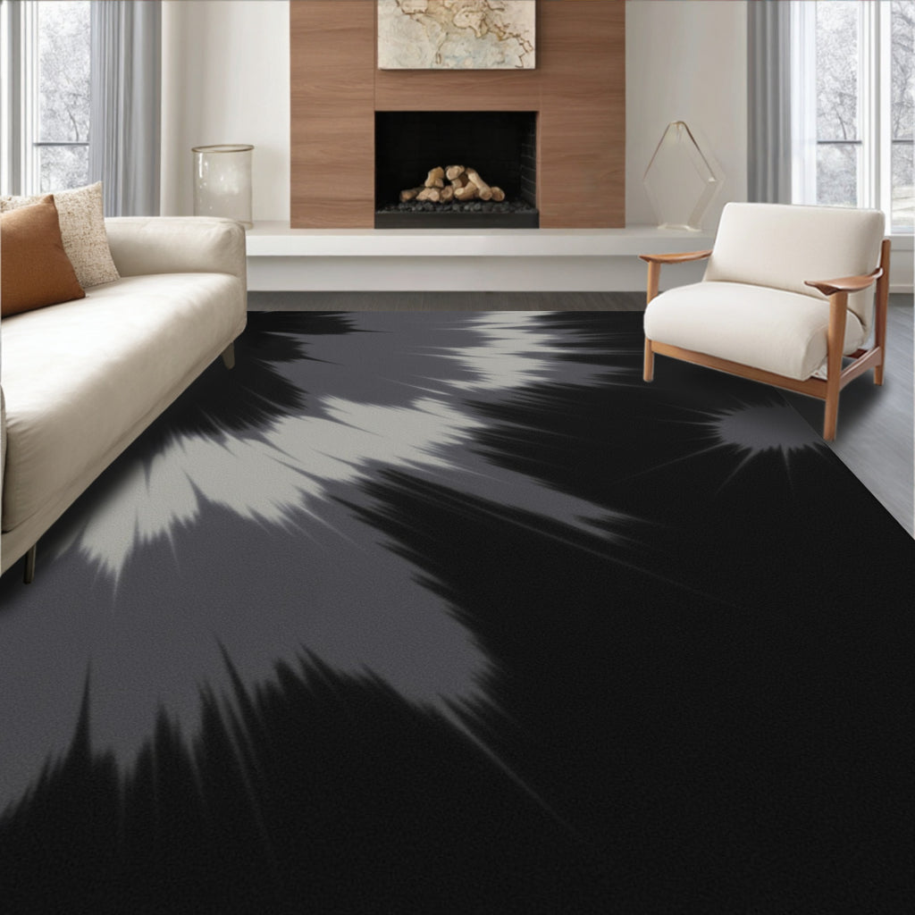 Abstract Splatter Gray Dye Pattern Rug
