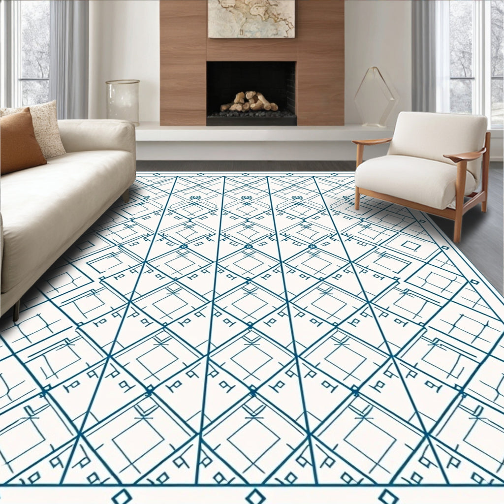 Geometric Diamond Line Art Design Rug