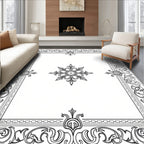 Ornate Scroll Border and Medallion Rug