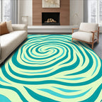 Teal Wavy Swirl Pattern Rug