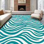 Teal Wavy Stripe Pattern Rug