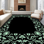 Vintage Floral Swirl Accent Border Rug