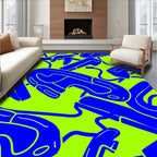 Bold Blue Abstract Organic Pattern Rug