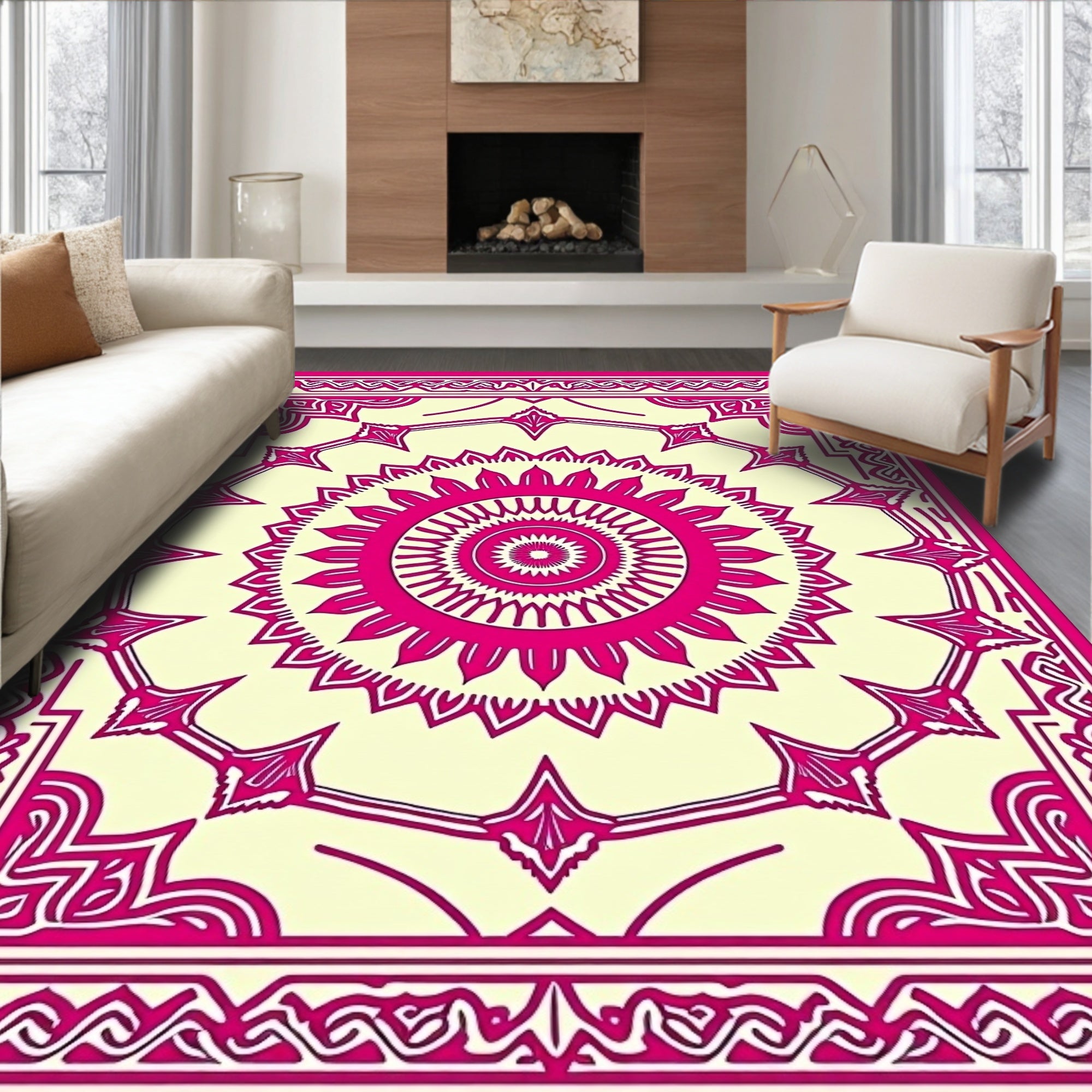 Floral Mandala Geometric Pattern Rug