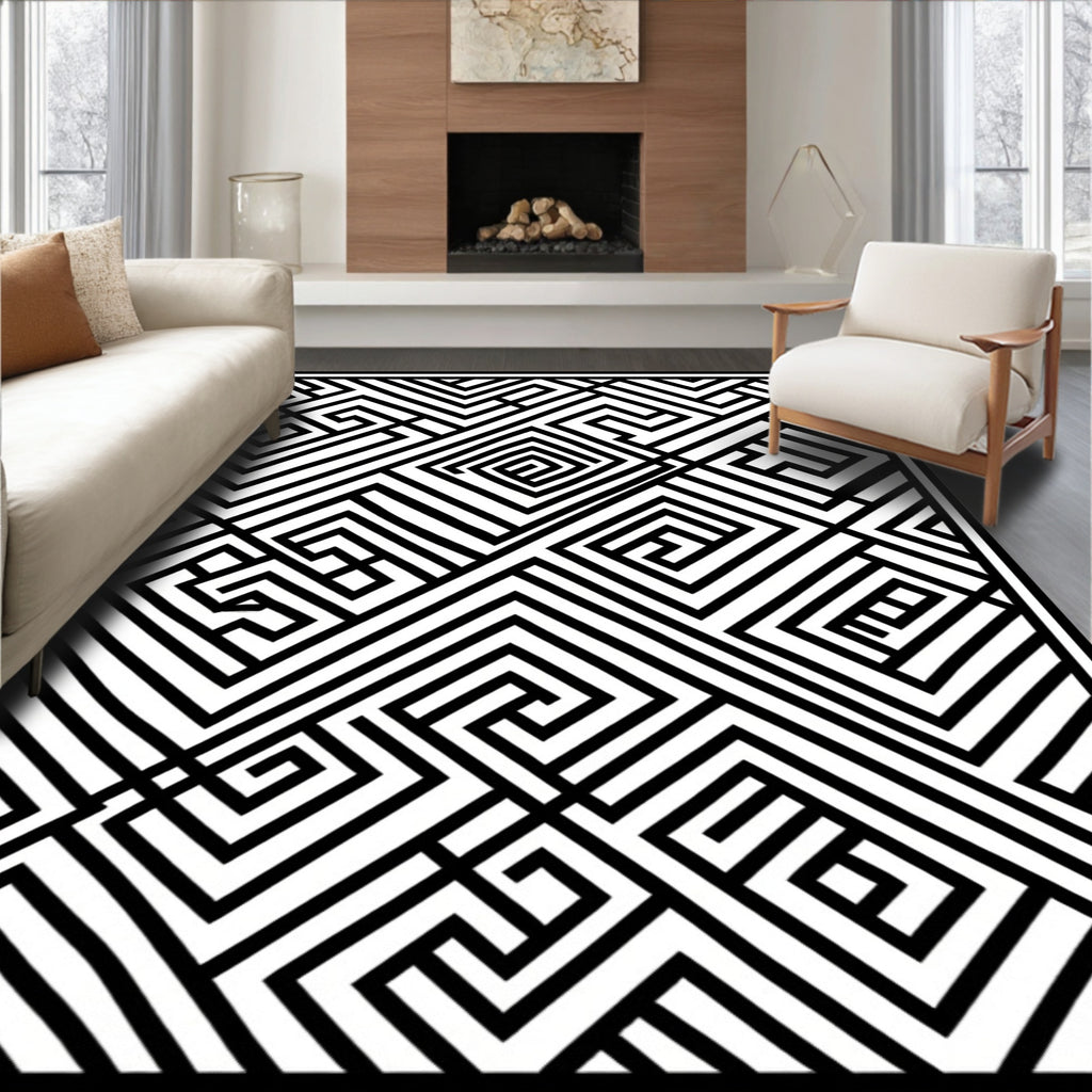 Geometric Maze Pattern Rug