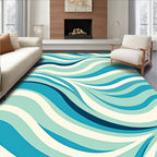 Teal Navy Abstract Wave Rug