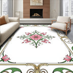 Elegant Floral Inlay Frame Design Rug