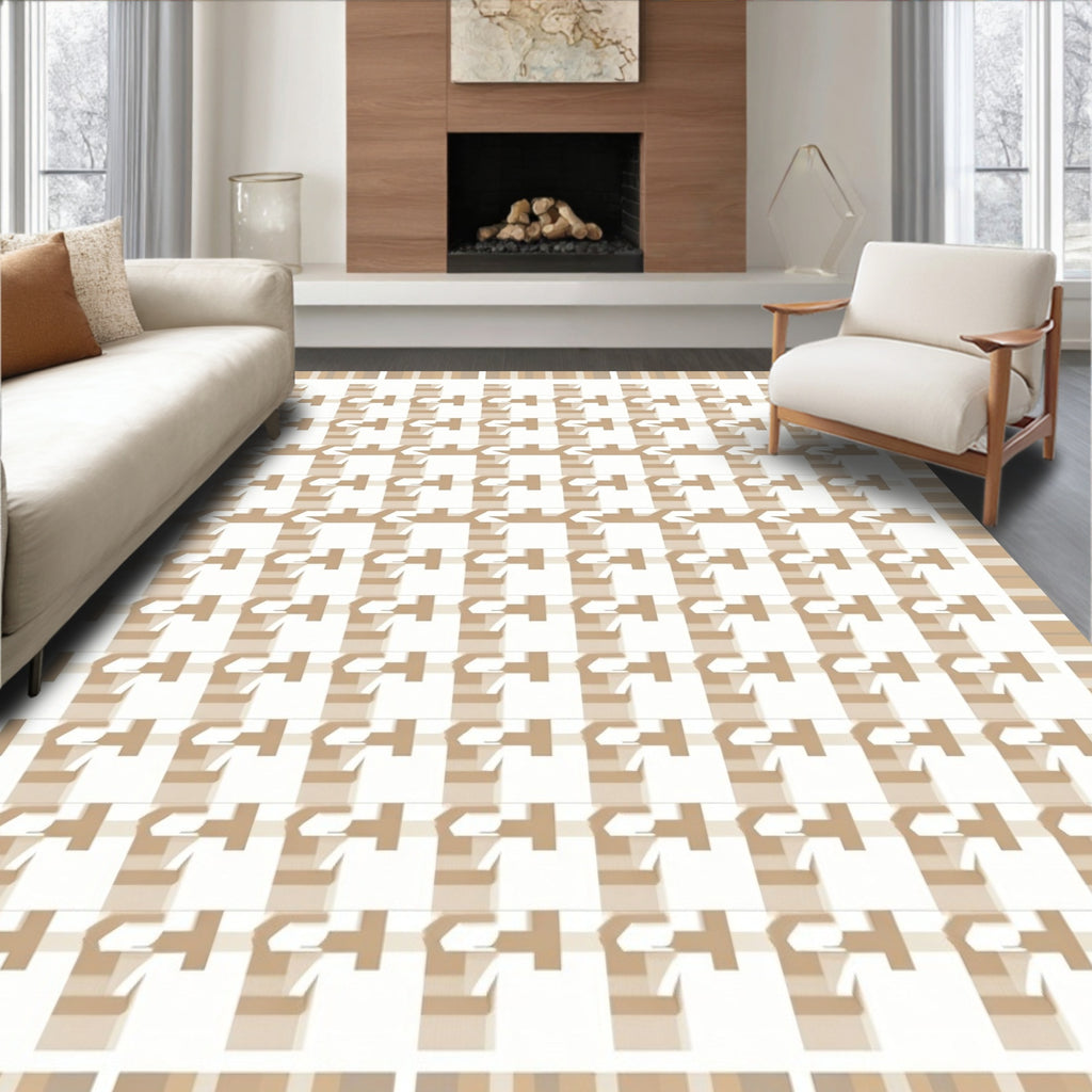 Modern GeometricHoundstooth Pattern Rug