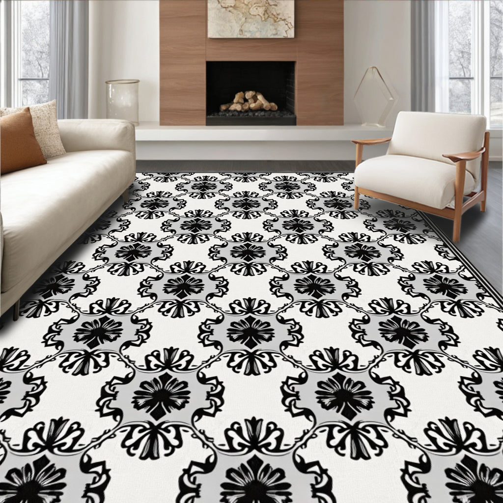 Classic Floral Motif Area Rug