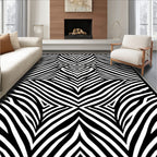 Bold Black White Abstract Waves Rug