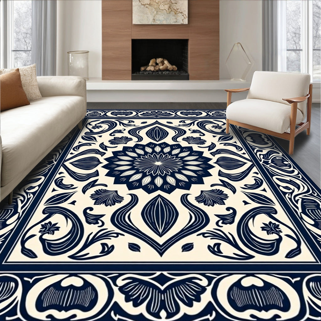 Classic Floral Medallion With Border Design Rug