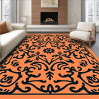 Ornate Floral Patterned Orange Rug