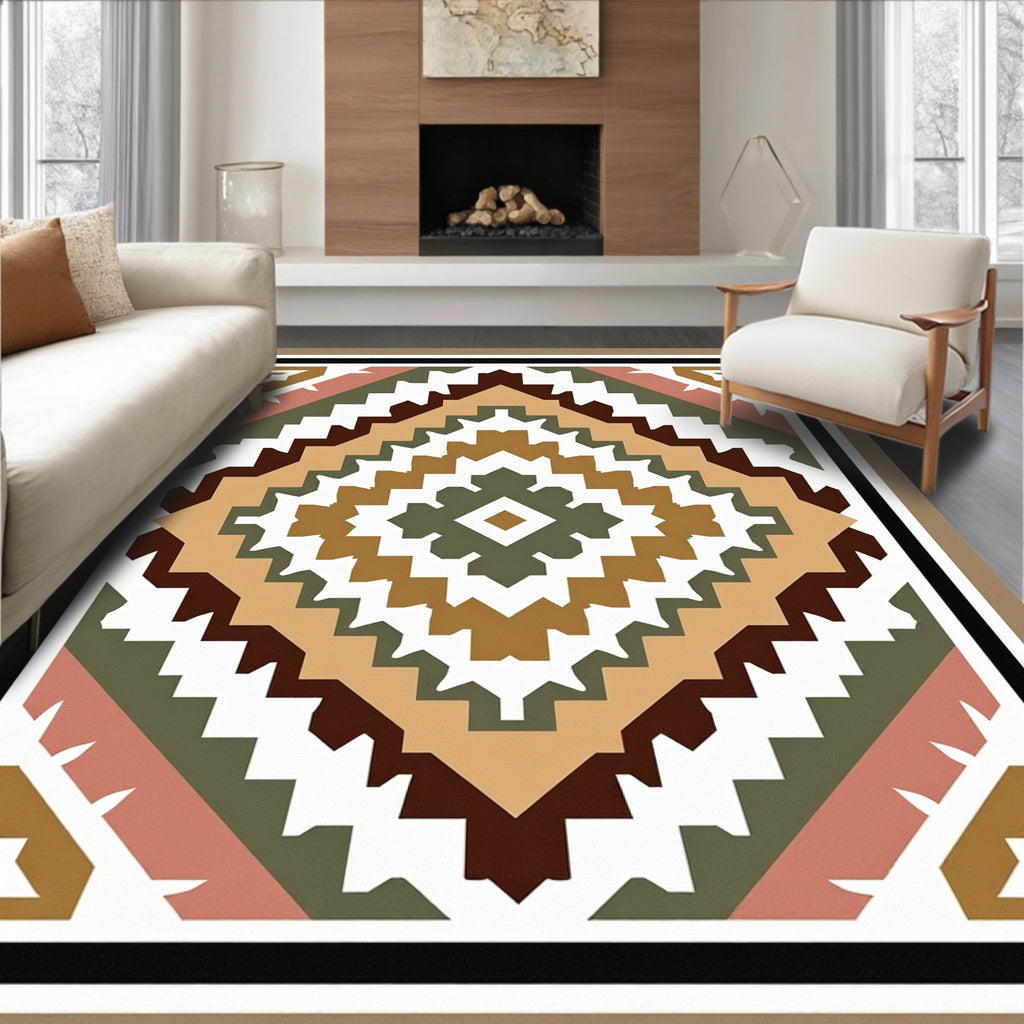 Geometric Diamond Pattern Boho Rug