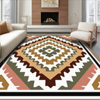 Geometric Diamond Pattern Boho Rug