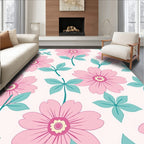 Pastel Pink Floral Pattern Rug
