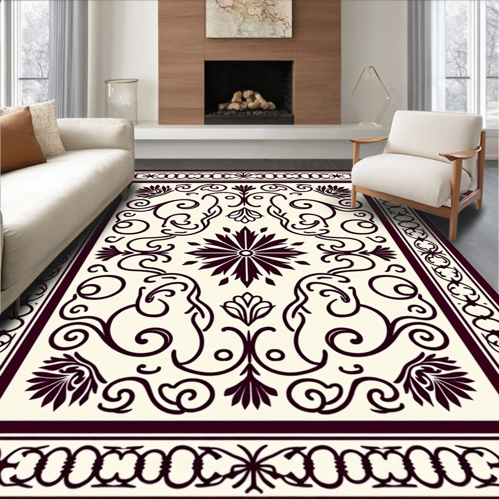 Classic Floral Scrollwork Ivory Rug