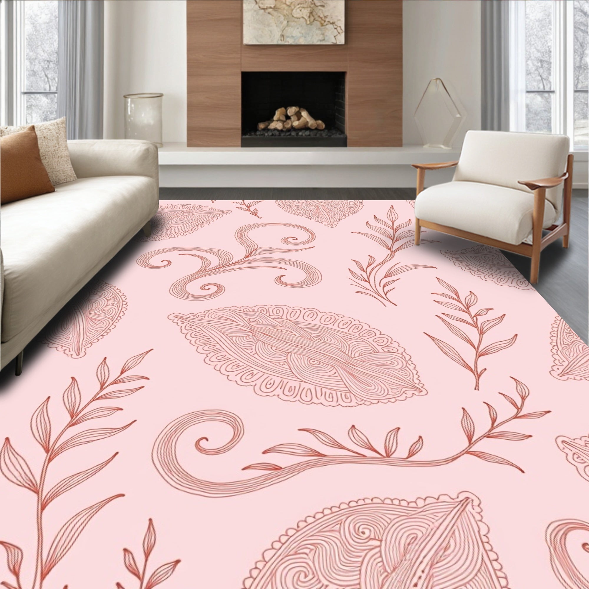 Paisley Floral Swirl Pattern Design Rug