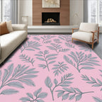 Pink Tropical Leaf Pattern Design Rug