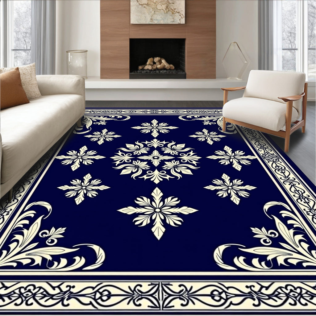Ornate Floral Damask Pattern Rug