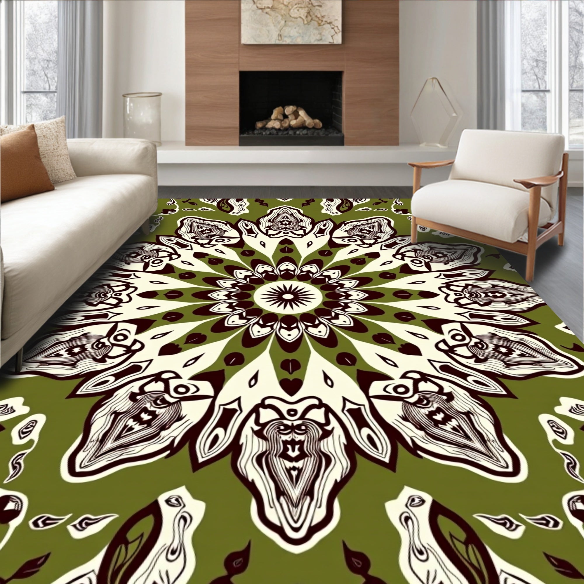 Ornate Floral Mandala Pattern Design Rug