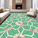 Floral Lattice Pink Green Pattern Rug