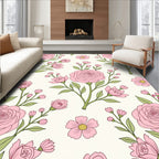 Romantic Pink Floral Pattern Rug