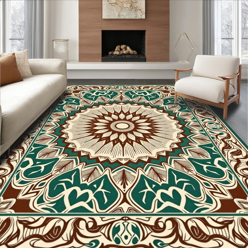 Detailed Floral Mandala Pattern Rug