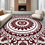 Maroon Floral Medallion Intricate Mandala Rug