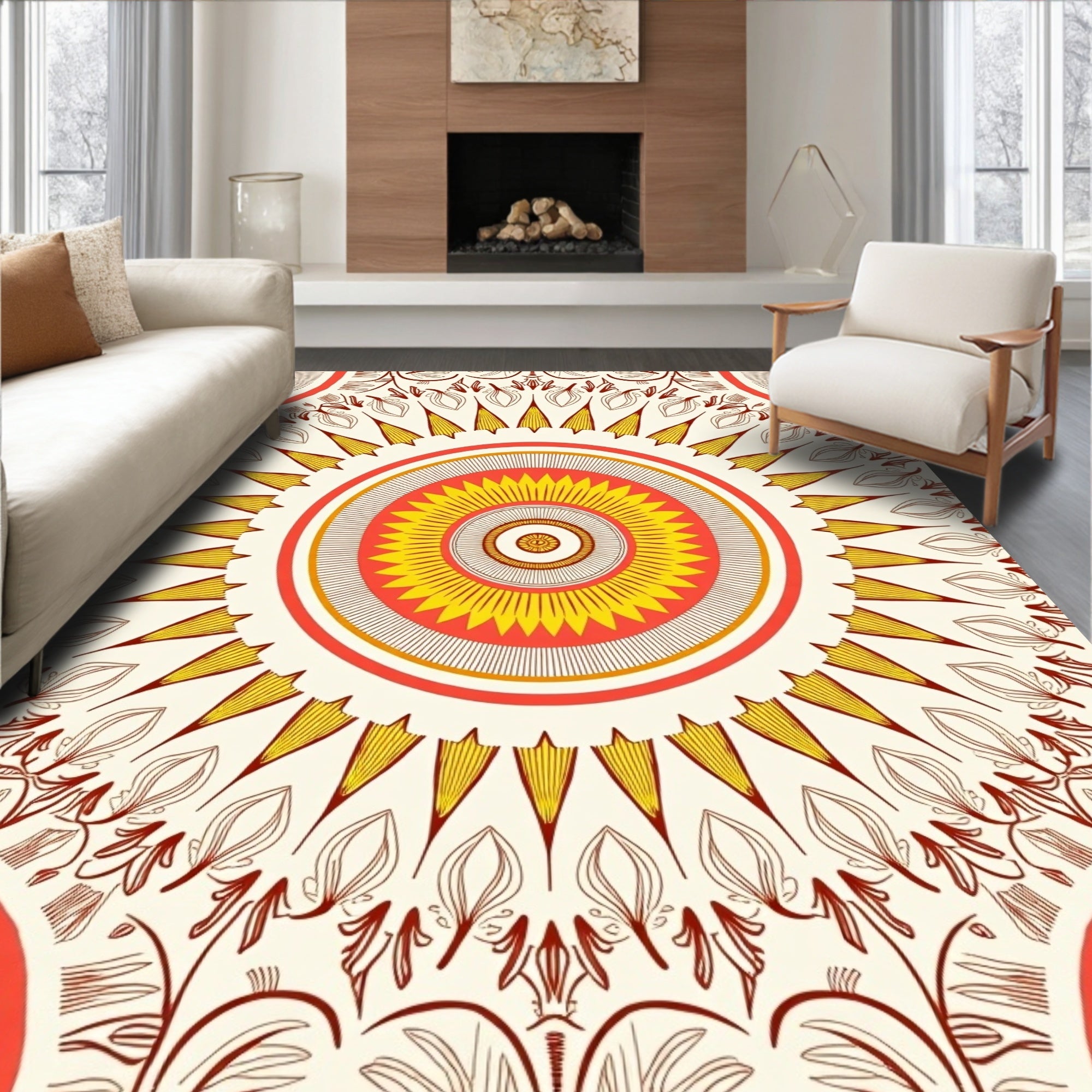 Sunburst Mandala Floral Pattern Rug