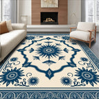 Ornate Blue Floral medallion Pattern Rug