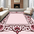 Ornate Floral Border Design Rug