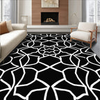 Geometric Black White Lattice Design Rug