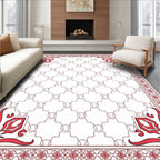 Red Cornered Geometric Lattice Design Rug