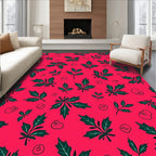 Crimson Holly Leaf Scatter Rug