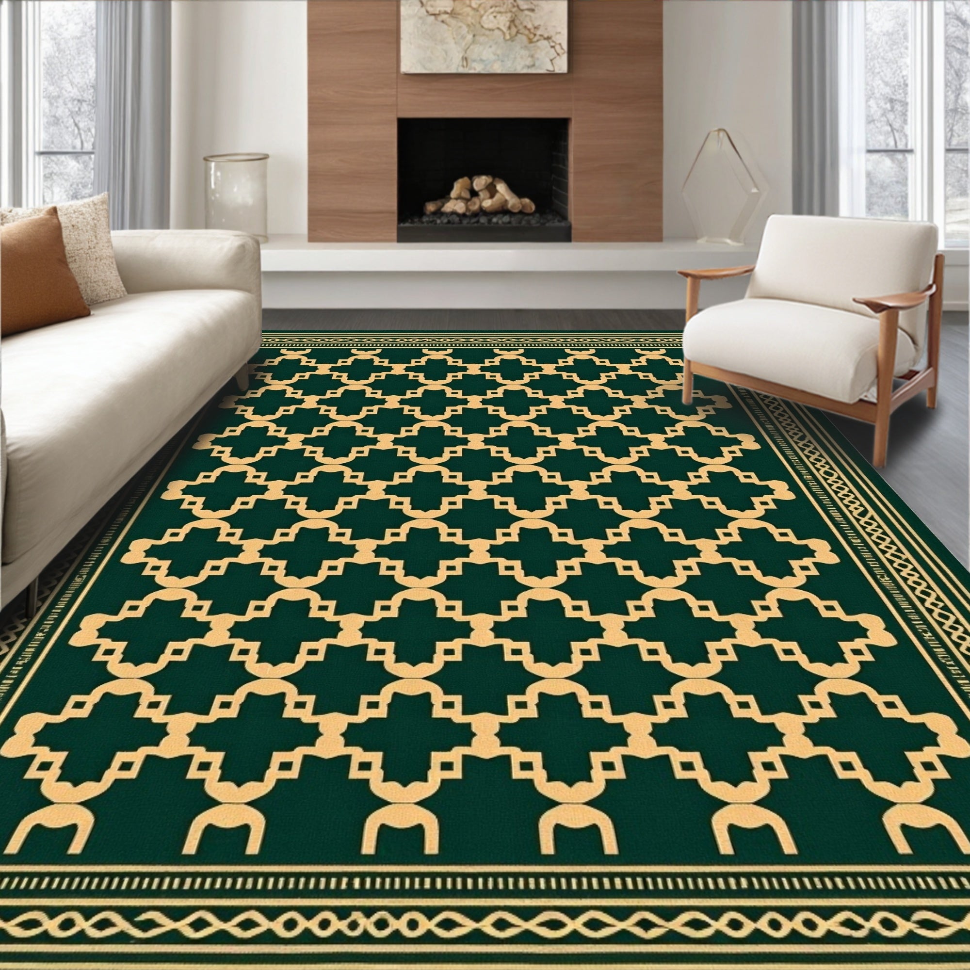 Elegant Geometric Interlocking Pattern Rug